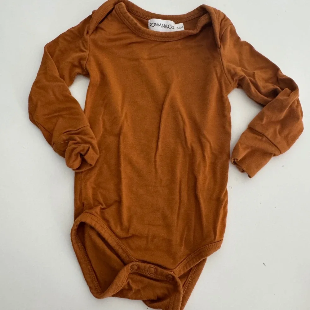 Rowan & Co Baby Bodysuit Pants Jogger Set Rust‎ Copper Bamboo Blend Outfit 3 6M